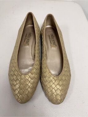 Cathy Jean leather Woven gold Metallic Ballet Flat 9
